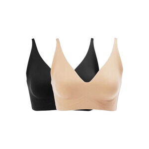 Rhonda Shear Women's 2pk Gel Bra w/o Back Closure Black/Beige - Regular